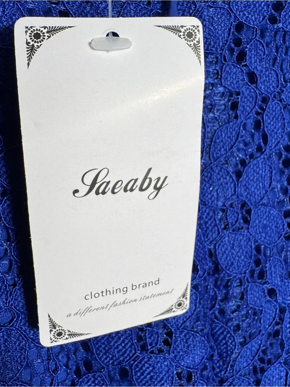 Saeaby Girls 6/7 Royal Blue Floral Lace Bow Party Dress NWT